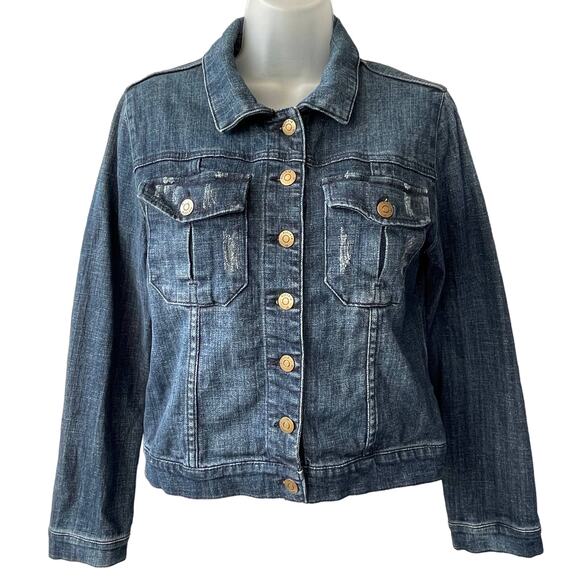 Pistola Emmen Cropped Dark Wash Denim Jacket Size Medium - Picture 1 of 7